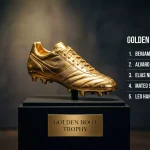 Golden Boot trophy with World Cup 2026 branding and top scorer statistics display