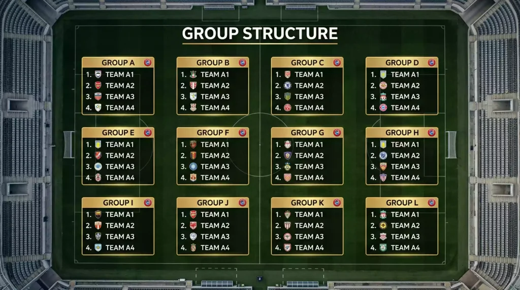 World Cup 2026 group stage draw with all 48 teams divided into 12 groups
