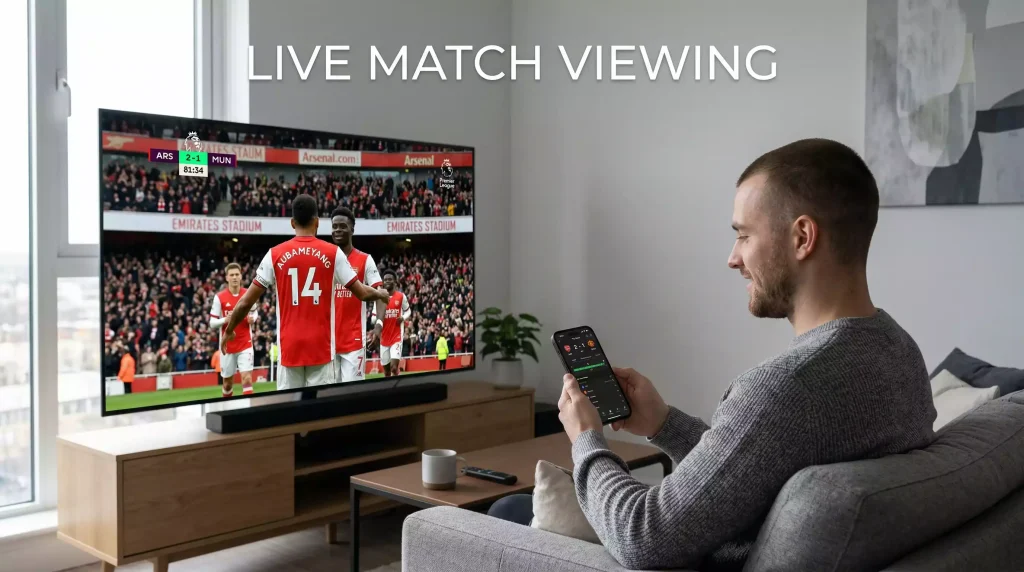 Australian punter reviewing World Cup 2026 match options on mobile device during live game coverage