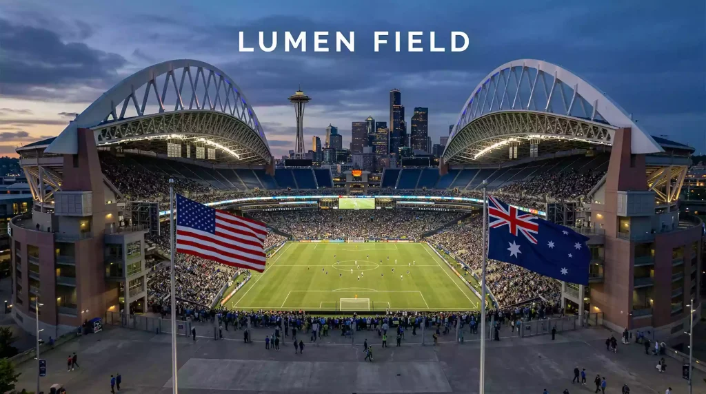 Lumen Field in Seattle hosting the FIFA World Cup 2026 match between USA and Australia