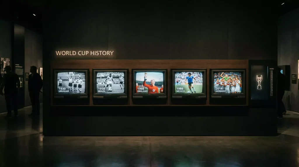 Historical World Cup statistics and betting trends displayed across multiple tournament years
